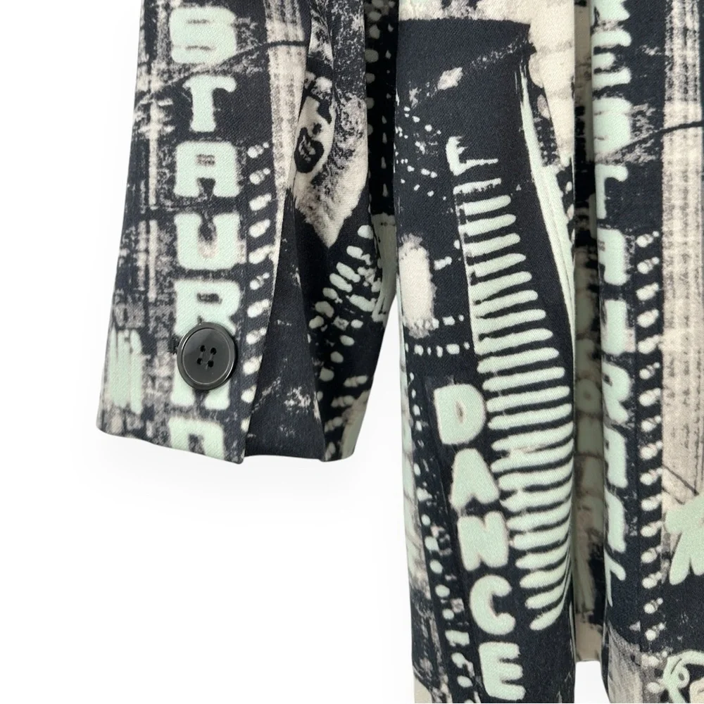 [sold] Vintage Escada Mint Green & Black Skyline Wool Blazer Jacket - Picture 7 of 9